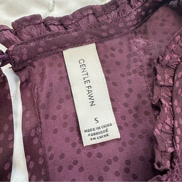 Gentle Fawn Burgundy Polka Dot With flare Long Sleeve Blouse - Picture 9 of 13